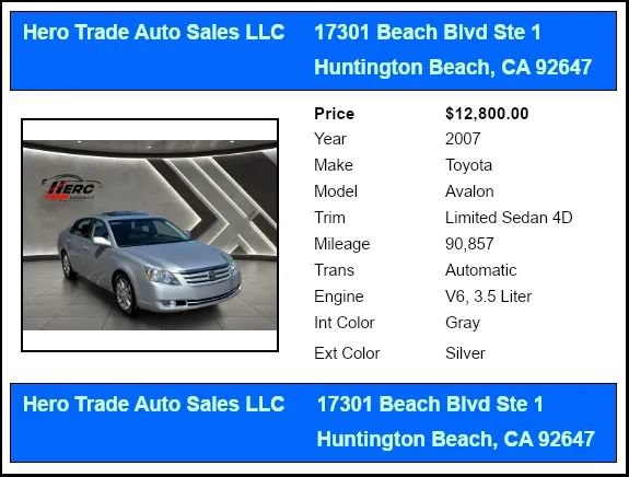 Used 2007 Toyota Avalon Limited FWD image 10