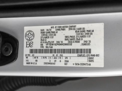 Used 2022 Ford F150 Lariat w/ Equipment Group 502A High AWD/4WD image 53