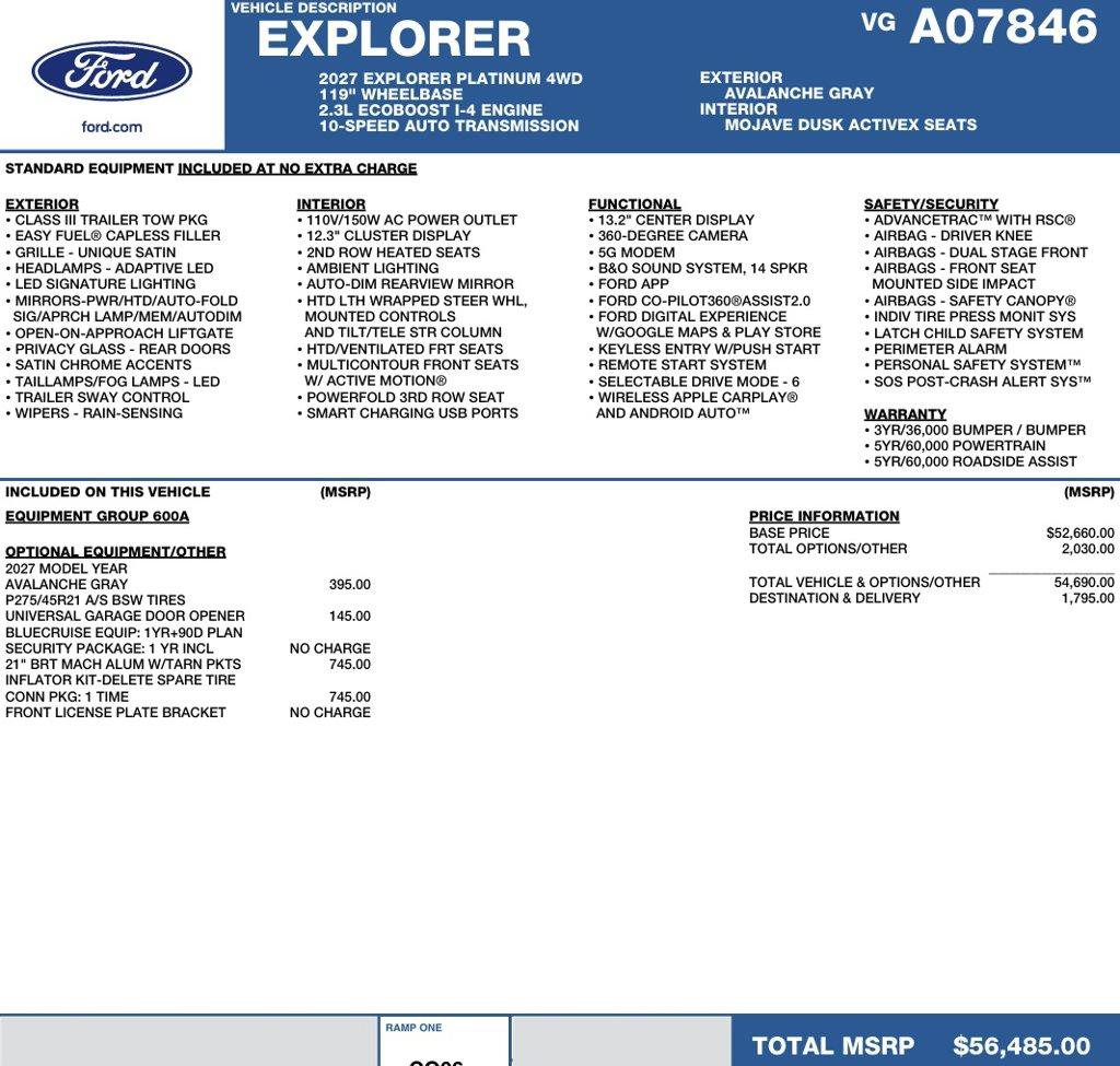 New 2027 Ford Explorer Platinum AWD/4WD image 2