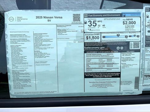 New 2025 Nissan Versa SV w/ Trunk Package image 13
