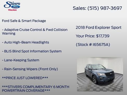Used 2018 Ford Explorer Sport w/ Equipment Group 401A AWD/4WD image 22