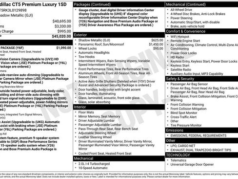 Used 2020 Cadillac CT5 Premium Luxury w/ Climate Package image 13