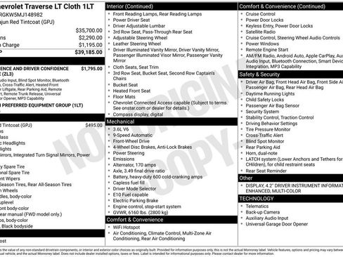 Used 2021 Chevrolet Traverse LT image 2