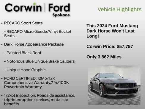 Certified 2024 Ford Mustang Dark Horse RWD image 7