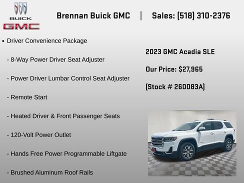 Certified 2023 GMC Acadia SLE w/ Driver Convenience Package AWD/4WD image 6