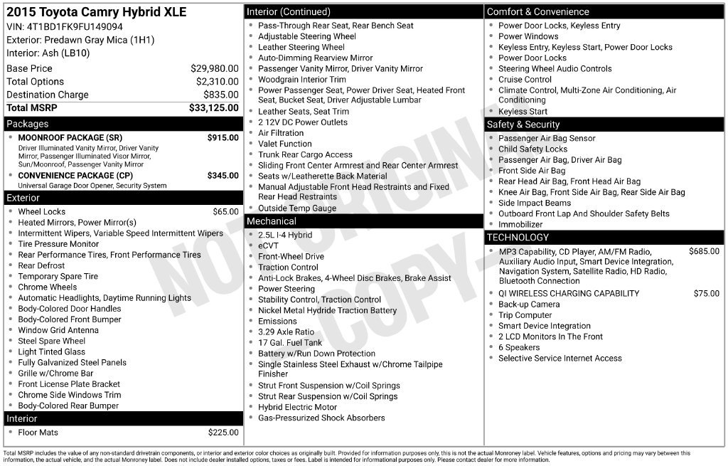 Used 2015 Toyota Camry XLE w/ Moonroof Package FWD image 46