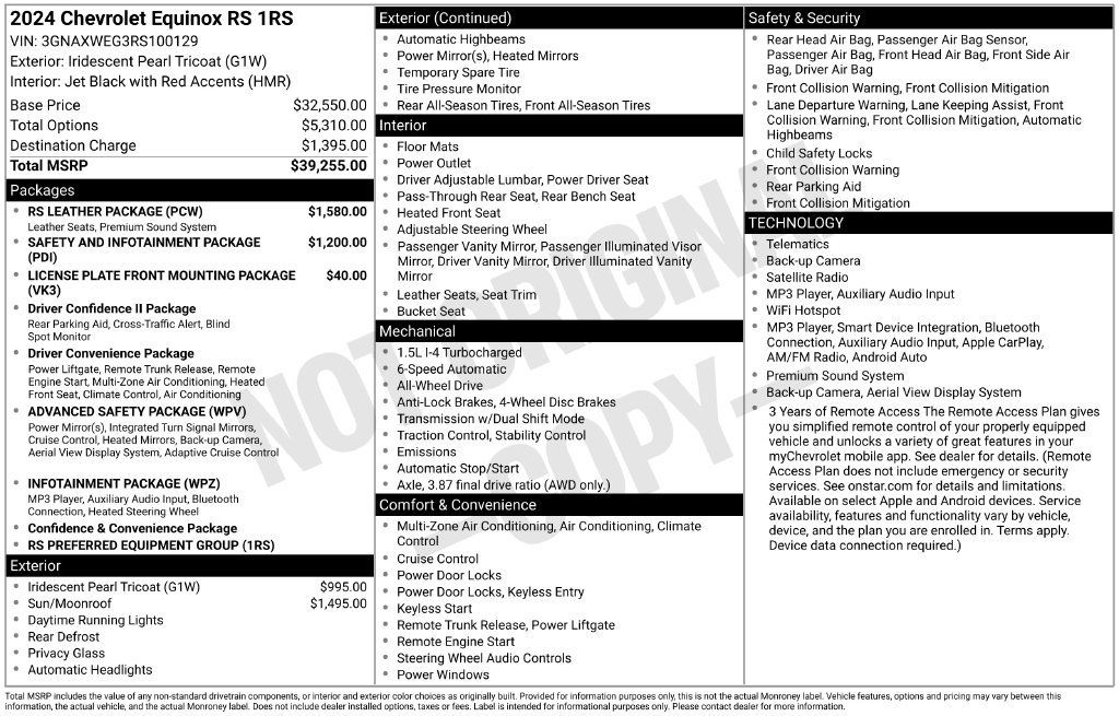 Used 2024 Chevrolet Equinox RS w/ RS Leather Package AWD/4WD image 15
