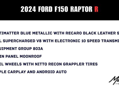 Used 2024 Ford F150 Raptor w/ Equipment Group 803A Raptor R AWD/4WD image 2