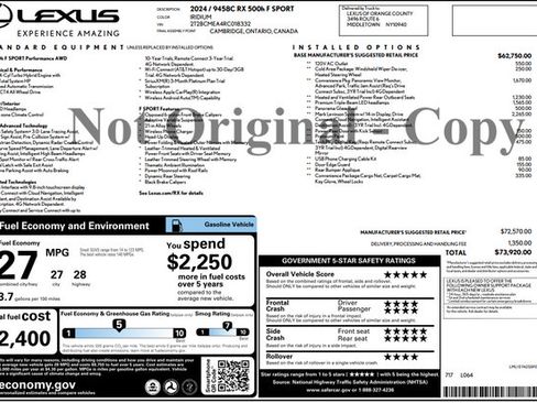 Used 2024 Lexus RX 500h F Sport w/ Convenience Package AWD/4WD image 34