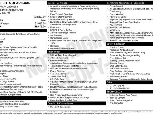 Used 2020 INFINITI Q50 Luxe image 6