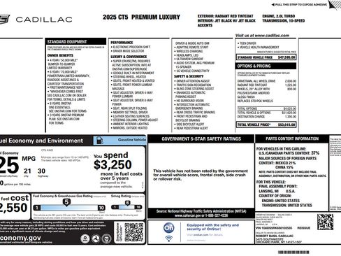 Used 2025 Cadillac CT5 Premium Luxury w/ Sun And Sound Package AWD/4WD image 2