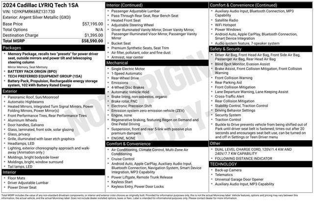 Certified 2024 Cadillac Lyriq Tech RWD image 34
