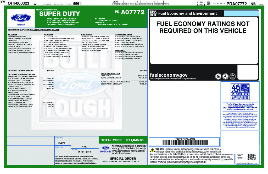 Used 2023 Ford F550 4x4 Regular Cab Super Duty w/ XLT Value Package image 38