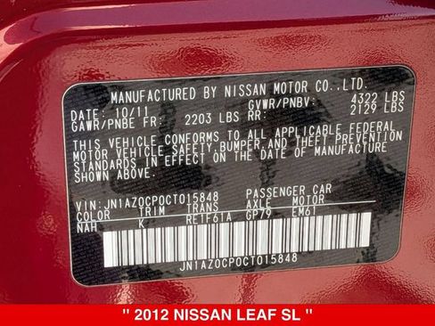 Used 2012 Nissan Leaf SL FWD image 39