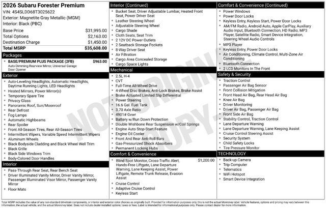 Certified 2026 Subaru Forester Premium w/ Base/Premium Plus Package AWD/4WD image 33