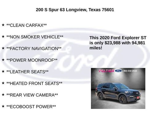 Certified 2020 Ford Explorer ST w/ ST High-Performance Pack AWD/4WD image 5
