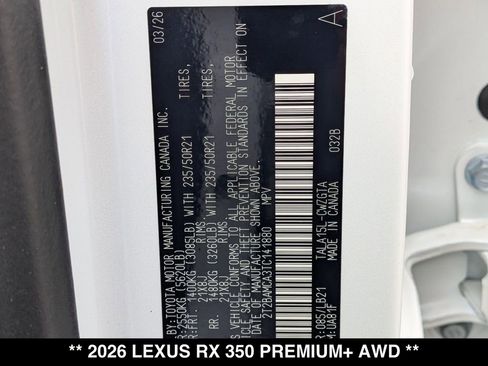 New 2026 Lexus RX 350 Premium Plus w/ Convenience Package AWD/4WD image 18