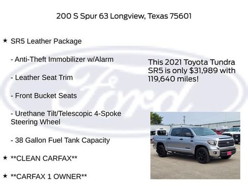 Used 2021 Toyota Tundra SR5 w/ SR5 Leather Package RWD image 6