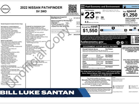 Used 2022 Nissan Pathfinder SV w/ SV Black Package FWD image 1