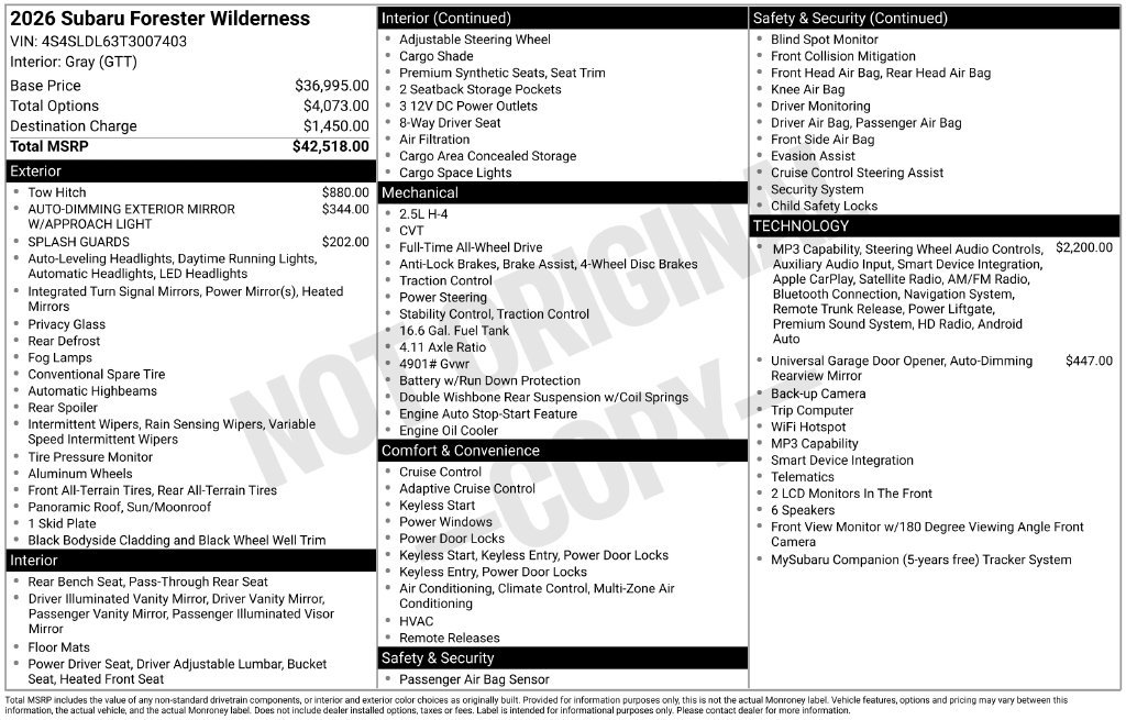 Used 2026 Subaru Forester Wilderness AWD/4WD image 2