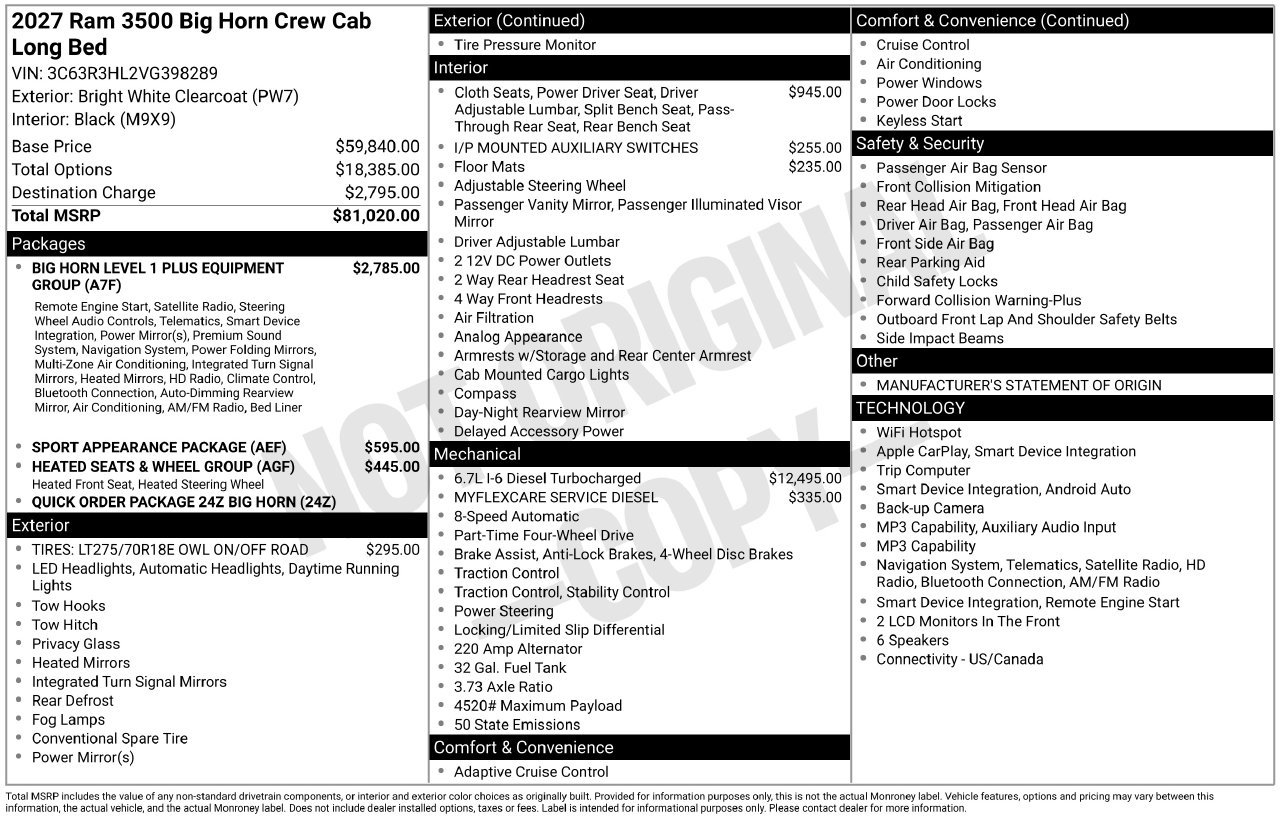 New 2027 RAM 3500 Big Horn AWD/4WD image 35