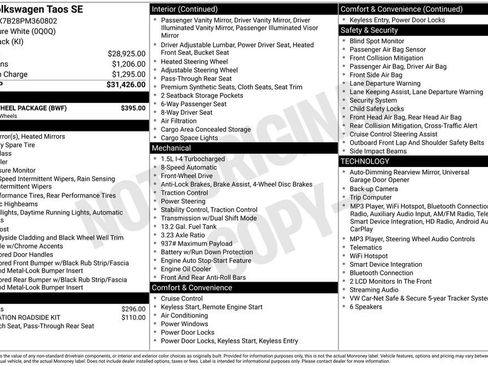 Certified 2023 Volkswagen Taos SE w/ Black Wheel Package FWD image 7