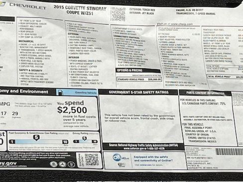 Used 2015 Chevrolet Corvette Stingray Coupe w/ 2LT Preferred Equipment Group image 14