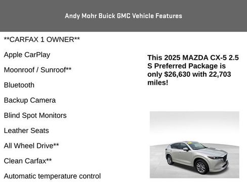 Used 2025 MAZDA CX-5 AWD 2.5 S w/ Preferred Package image 4