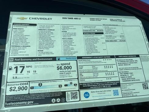 New 2026 Chevrolet Tahoe LS w/ LPO, Dark Essentials Package image 33