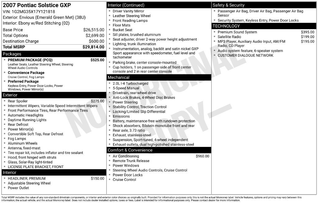 Used 2007 Pontiac Solstice GXP w/ Premium Package RWD image 43