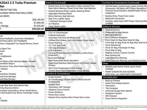 New 2026 MAZDA MAZDA3 2.5 Turbo Sedan w/Premium Plus AWD/4WD image 38