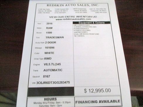 Used 2016 RAM 1500 Tradesman w/ Power & Remote Entry Group RWD image 12