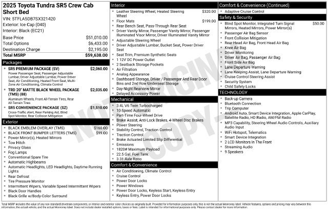 Used 2025 Toyota Tundra SR5 w/ SR5 Premium Package AWD/4WD image 33