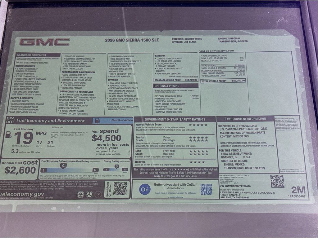 New 2026 GMC Sierra 1500 SLE w/ Preferred Package RWD image 20