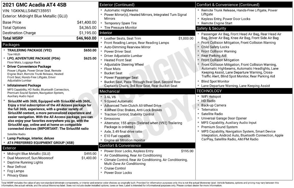 Used 2021 GMC Acadia AT4 w/ Trailering Package AWD/4WD image 19