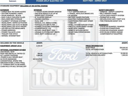 New 2026 Ford Maverick XLT w/ Equipment Group 301A AWD/4WD image 2