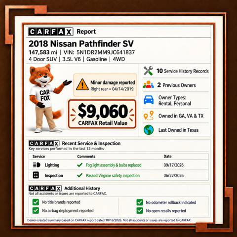 Used 2018 Nissan Pathfinder SV AWD/4WD image 2