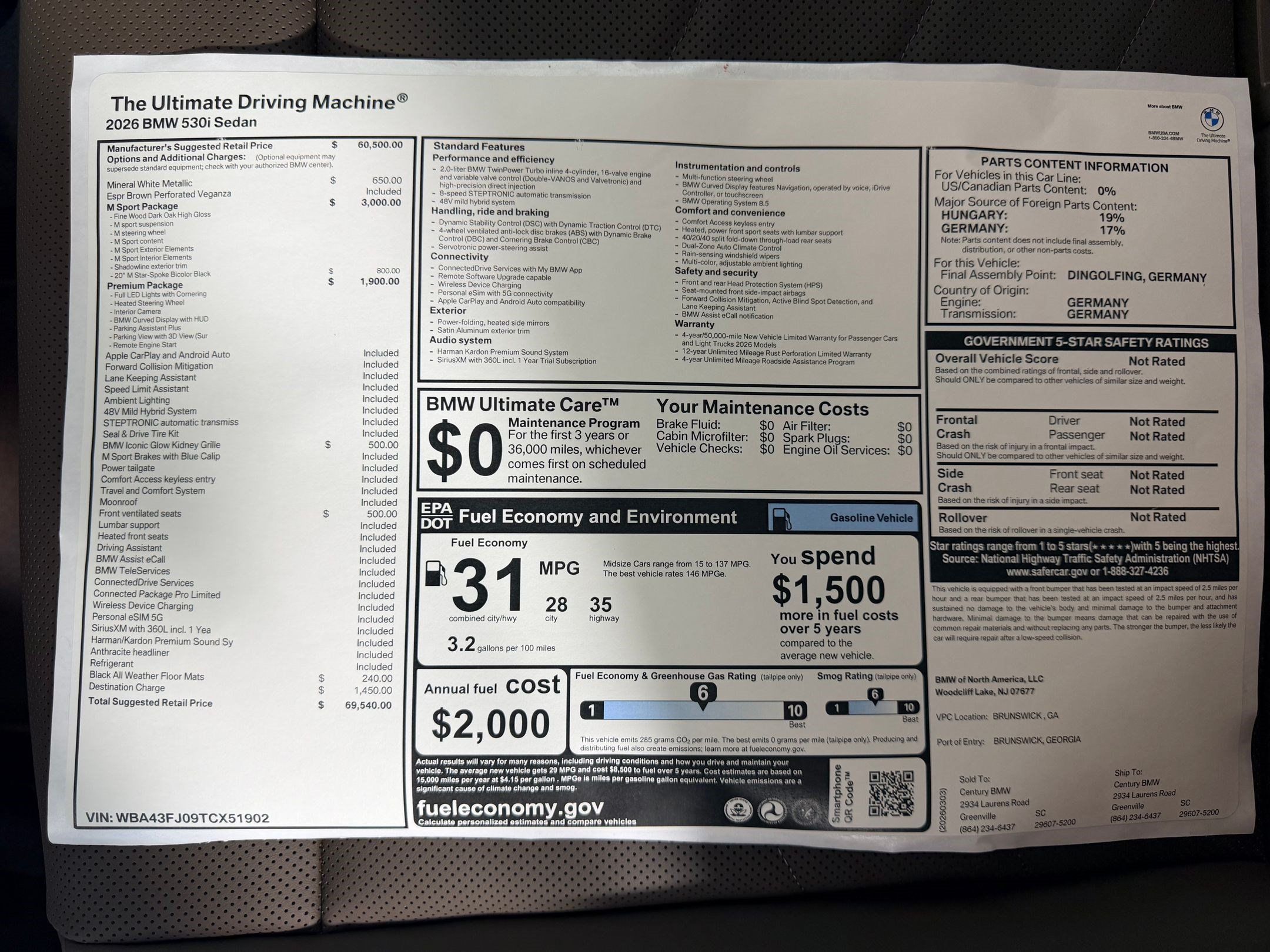 Used 2026 BMW 530i w/ M Sport Package RWD image 19
