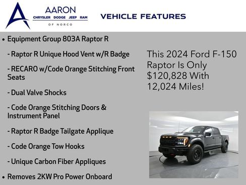 Used 2024 Ford F150 Raptor w/ Equipment Group 803A Raptor R AWD/4WD image 9
