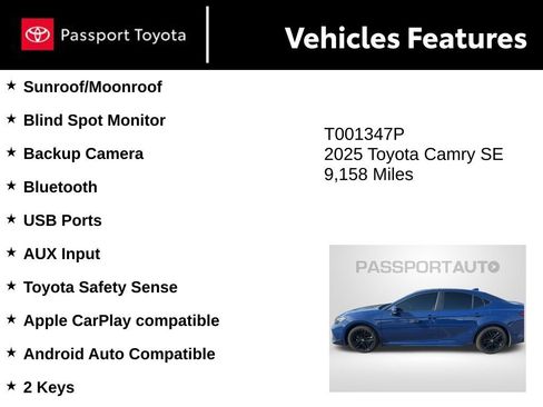 Used 2025 Toyota Camry SE w/ Convenience Package image 7