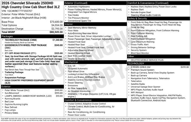 New 2026 Chevrolet Silverado 2500 High Country w/ Technology Package AWD/4WD image 4