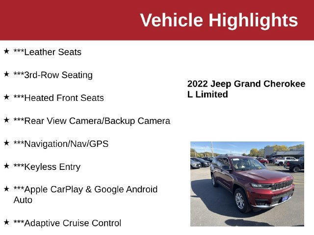 Used 2022 Jeep Grand Cherokee L Limited AWD/4WD image 10