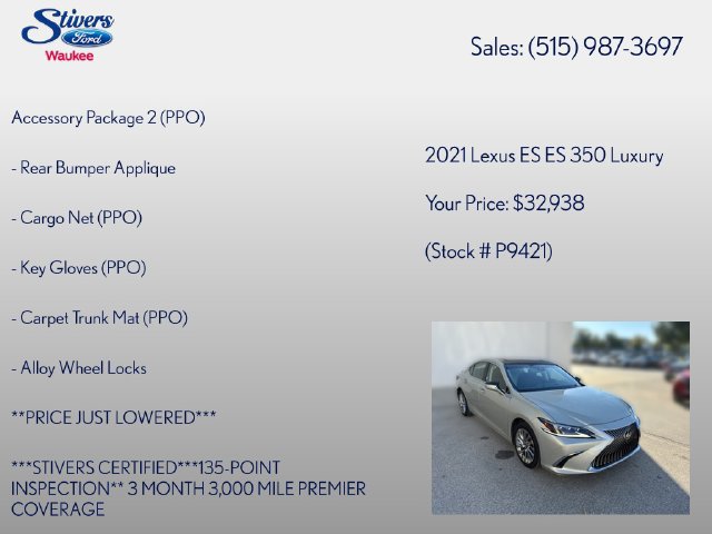 Used 2021 Lexus ES 350 w/ Accessory Package 2 FWD image 16