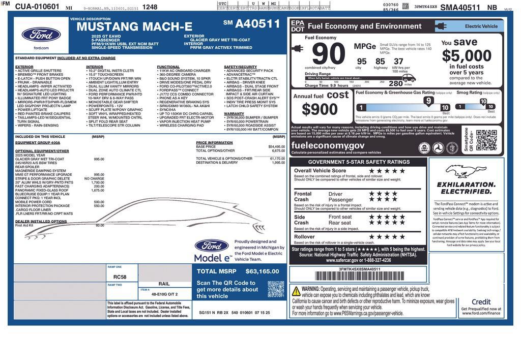 New 2025 Ford Mustang Mach-E GT w/ Interior Protection Package AWD/4WD image 7