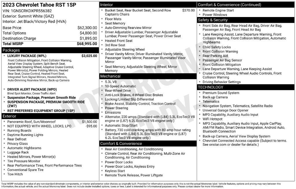 Used 2023 Chevrolet Tahoe RST w/ Luxury Package RWD image 2