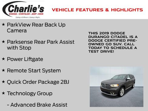 Certified 2019 Dodge Durango Citadel w/ Technology Group image 7
