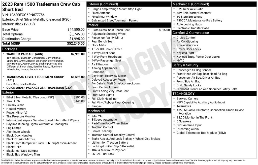 Used 2023 RAM 1500 Tradesman w/ Warlock PACKAGE AWD/4WD image 38