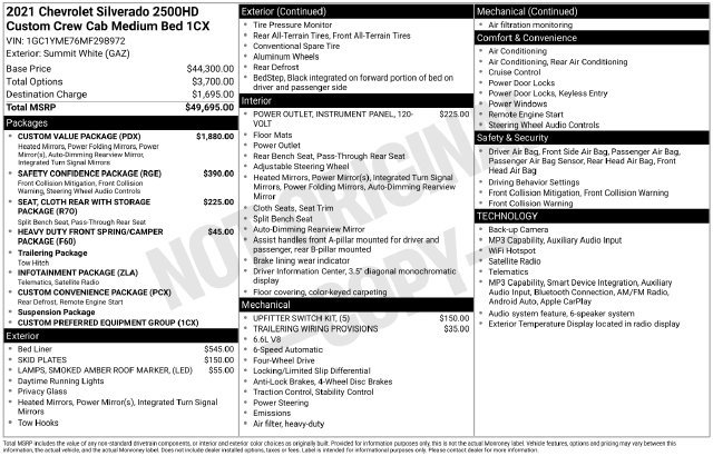 Used 2021 Chevrolet Silverado 2500 Custom w/ Custom Value Package AWD/4WD image 37