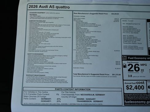 New 2026 Audi A5 2.0T Prestige AWD/4WD image 24