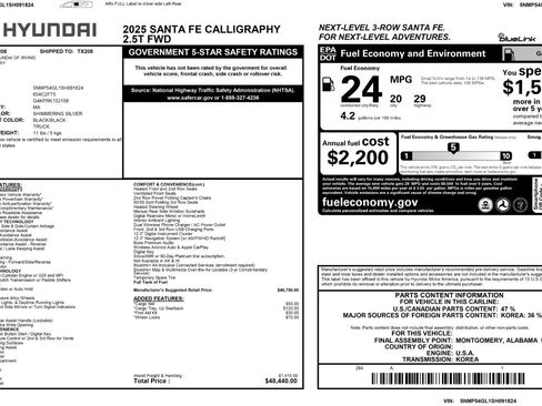 Used 2025 Hyundai Santa Fe Calligraphy image 58
